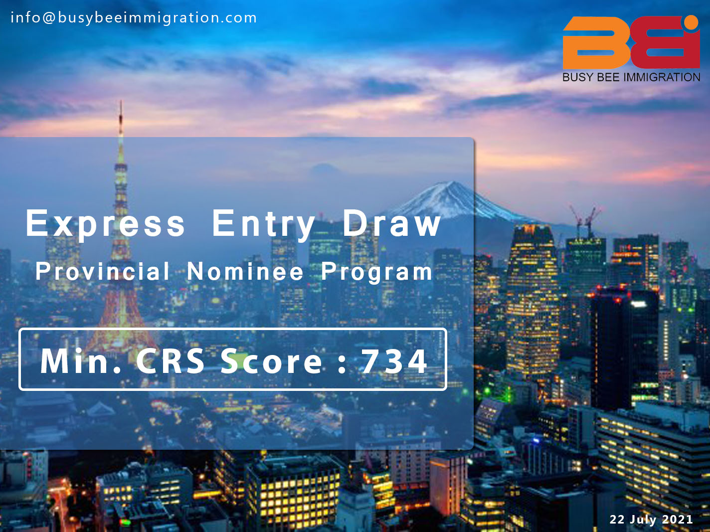 Canada holds a new PNP draw on 21st Jul