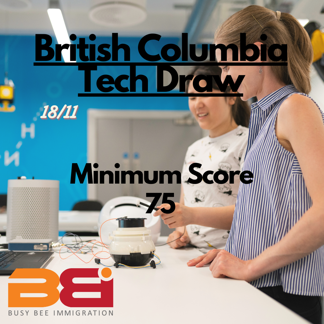 British Columbia invited tech workers to apply for a provincial nomination on 16th November.